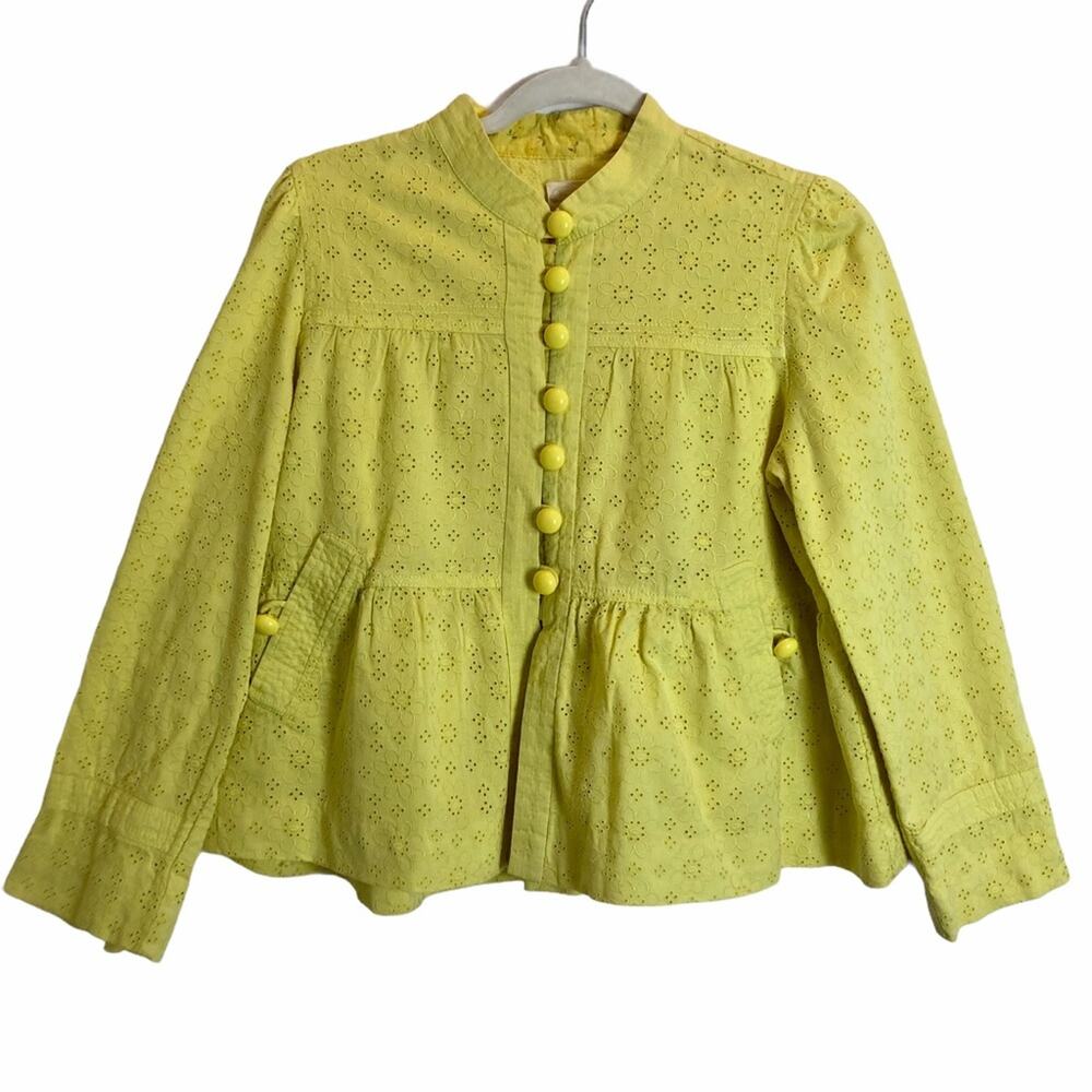 Anthropologie Lace Eyelet  Flounce Summer Jacket L